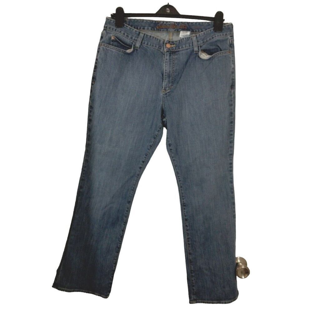 Eddie Bauer Denim Blue Jeans Flared Med Wash Pockets